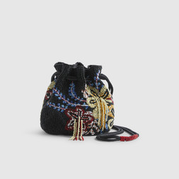 RI Black Drawstring Beaded Bag £49 3