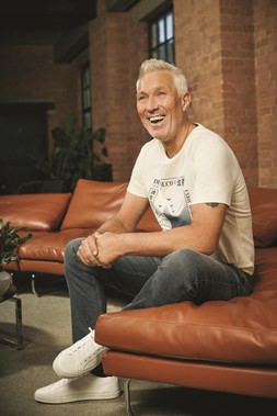 MK x Union Works Cream Printed Tee, &pound;12 & MK x Union Works Vintage Wash Denim Jeans, &pound;26