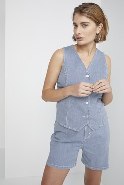 Navy Stripe Denim Waistcoat &pound;18 & Navy Stripe Denim Mom Shorts &pound;16