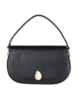 Tu Black Crossbody Satchel with Gold Hardware