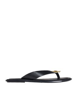 Tu Black Leather Toe-Post Sandal with Metal Detail, £20