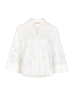Tu White Summer Lace Embroidered Sleeve Peasant Blouse, £24