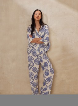 Tu Blue Sea Shell Print Traditional Pyjamas, &pound;20