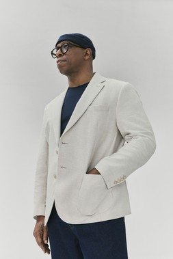 M&S Blazer £99, T-shirt £18, Jean £35, Hat £18, Shoe £65