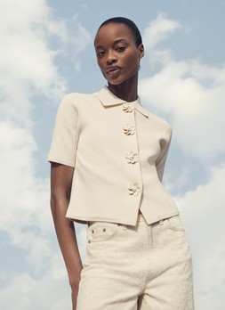 M&S Collection Button Detail Slim Fit Cardigan £40, Textured Wide Leg Trousers £40