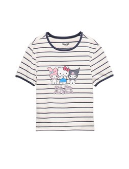 M&S Cotton Rich Hello Kitty™ Striped T-Shirt (9-16 Years) £14