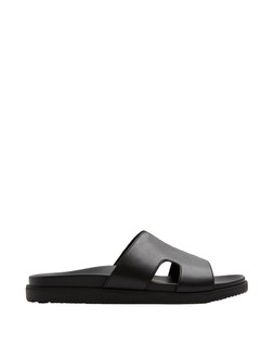 M&S Faux Leather Slip On Sandals, Black, £25
