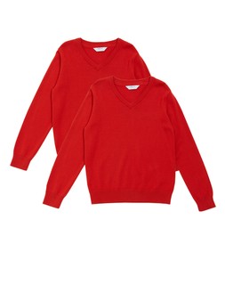 M&S 2pk Unisex Pure Cotton School Jumper (3-18 Yrs) £11-17