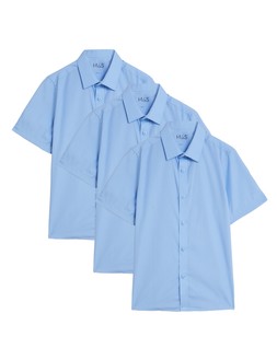 M&S 3pk Boys Easy Iron School Shirts 2-16 Yrs £9-18