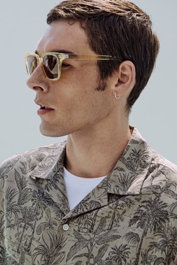 M&S ALL OVER LANDSCAPE JAQUARD SHIRT £32, T-SHIRT £20, SUNGLASSES £18