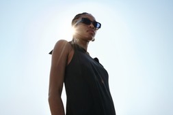 M&S BOW DRESS £39.50, SUNGLASSES £15