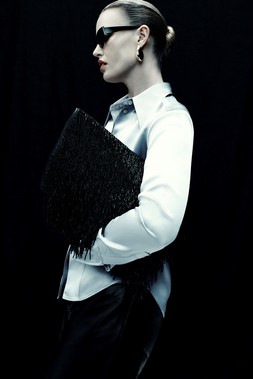 M&S X 16ARLINGTON SATIN SHIRT £95, EARRING £45, CLUTCH £45 (2)