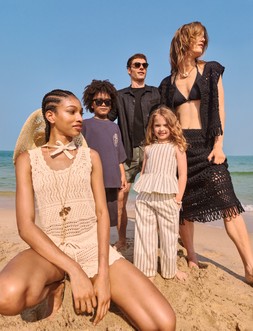 M&S CROCHET VEST £25, SHORTS £25, HAT £25, BOYS EMBROIDERED CO-ORD SET £22, SHIRT £35, T-SHIRT £20, SWIM SHORTS £20, GIRLS STRIPE CO-ORD £26, WAISTCOAT £45, BIKINI TOP £25