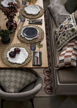 CLASSIC REVIVAL - Floral Rug from &pound;179 / Set of 2 Floral Rattan Placemats &pound;16 / Cabbage Plate &pound;10