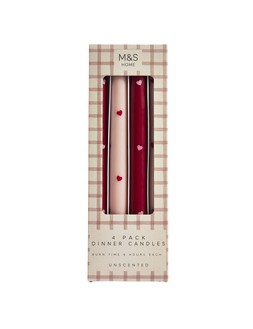 M&S 4pk Heart Dinner Candles £6