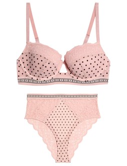 M&S Alma Flock & Lace Wired Balcony Bra Set £24