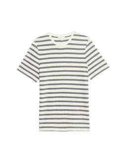 M&S Collection Cotton Rich Striped Textured T-Shirt Dark Navy £25
