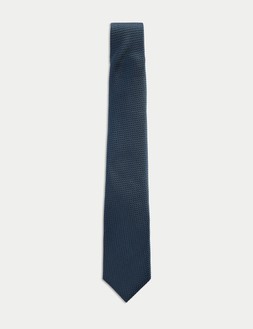 M&S SARTORIAL Textured Pure Silk Tie Light Airforce £20