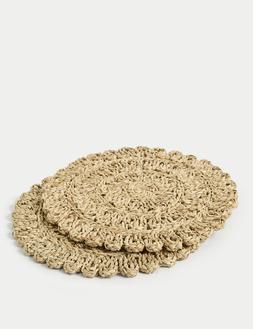 M&S Set of 2 Floral Rattan Placemats £16 (2)