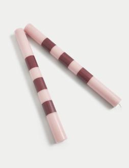 M&S Set of 2 Striped Dinner Candles &pound;4
