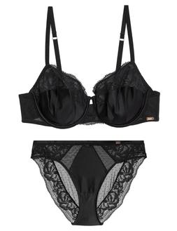 Rosie Silk & Lace Balcony Bra £29.50, Rosie Silk & Lace High Leg Knickers £15